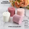 TONIFUL 4 Rolls Silk Chiffon Ribbon, 1-1/2 Inch x 22yds Dusty Pink and Cream Chiffon Ribbons Set, Handmade Fringe Valentine Ribbon for Gift Wrapping Bridal Bouquets Wedding Valentine Day Decoration view 2