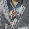 MHUQIA Chunky Knit Blanket 39x47in, Knitted Warm Knitting Throw, Soft Chenille Polyester Yarn, Machine Washable, Cozy for Cuddling in Bed, Couch, Chair, Pet Mat, Baby Blanket, Gift view 2