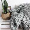 MHUQIA Chunky Knit Blanket 39x47in, Knitted Warm Knitting Throw, Soft Chenille Polyester Yarn, Machine Washable, Cozy for Cuddling in Bed, Couch, Chair, Pet Mat, Baby Blanket, Gift view 3