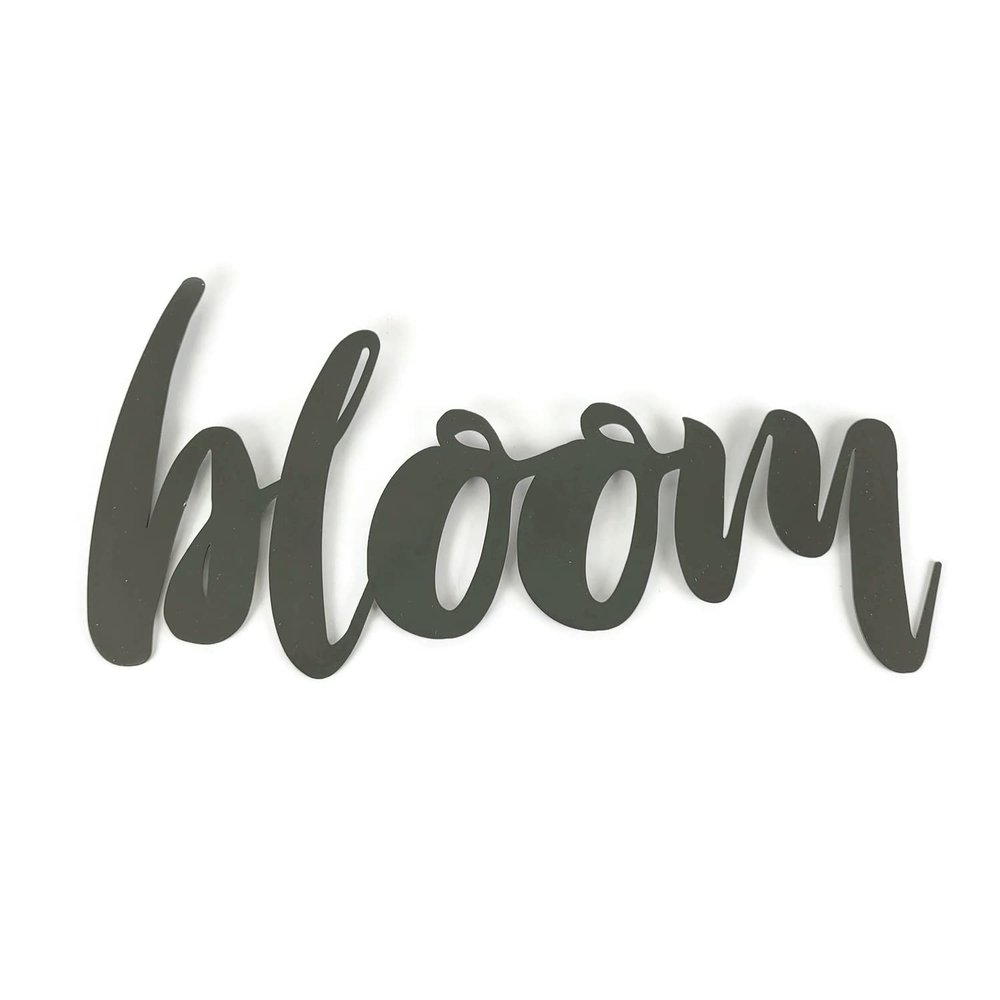 Steel Metal Script Word Art - Various Sizes and Finishes (bloom Small 11.5x6", Bronze Charcoal)