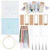 AHANDMAKER Embroidery Bookmark Set, Floral Plant Stamped Embroidery Bookmark for Adults Counted Cross Stitch Kit with Needle Tassel Cards Embroidery Hoop Instructions view 1