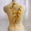 HXSCOO 3D Flowers Beaded Lace Fabrics Applique Floral Embroidery Sewing On Patches for Wedding Dress Clothing Costume Patches (Color : Gold) view 1