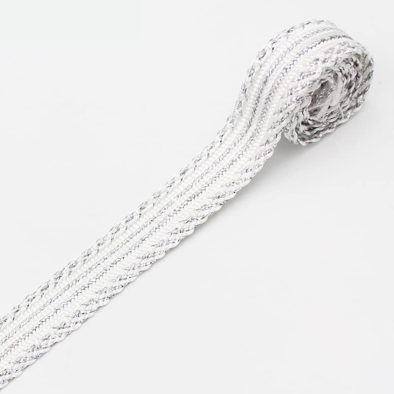 10 Yard 20mm Wide Webbing Skirt Robe Clothing Shoes Hat and Bags, Home Decoration Lace Gold Silver Woven (Color : 05)