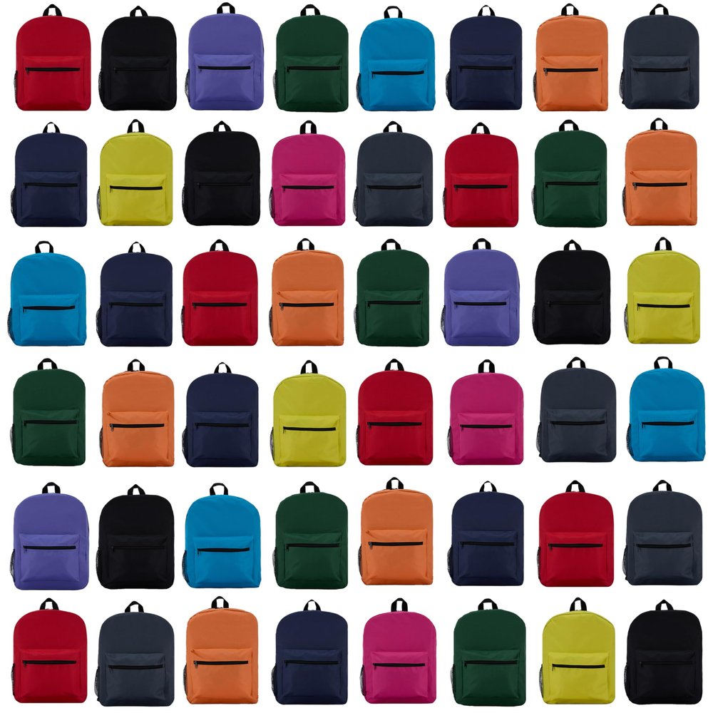 Yacht & Smith 48 Pack 17 Inch Wholesale Children's School Backpack - Bulk Water Resistant Knapsacks For School Age Kids