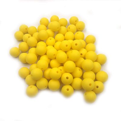 Arakierst 100pcs Bright Yellow Round Silicone Beads 9mm Silicone Loose Pearl Beads for Keychain Jewelry Accessory DIY Craft Home Decoration