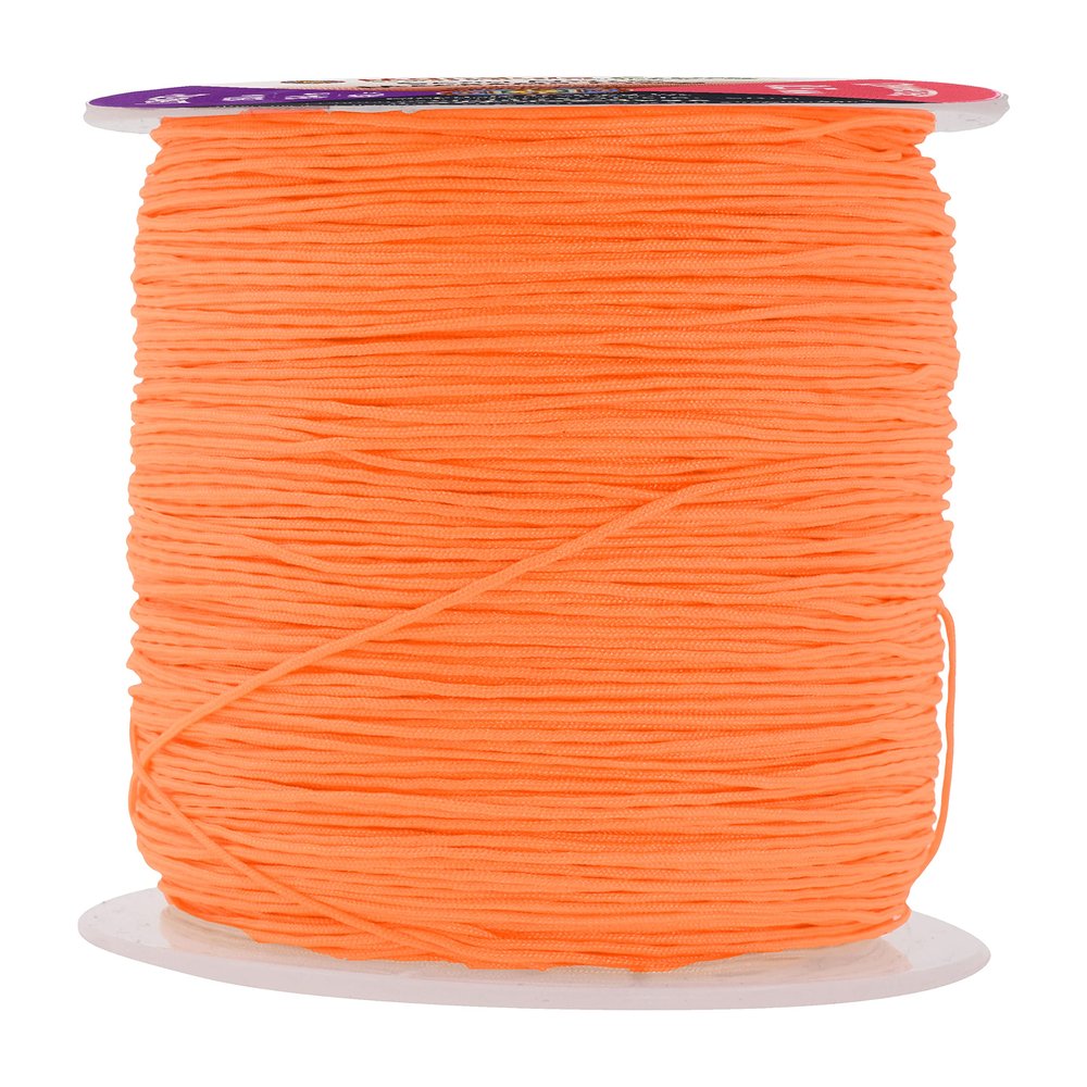 Mandala Crafts Nylon Satin Cord for Jewelry Making - 0.5mm 164 Yards Nylon Orange Strings Rattail Chinese Knotting Cord for Bracelets Making