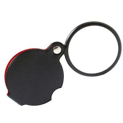 Plastic+Metal+Glass 10X Pocket Folding Magnifier Loupe Optical Magnifying Glass with Leather Case