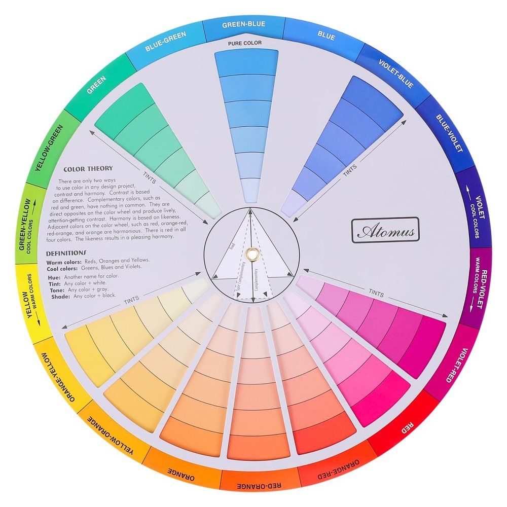COHEALI Color Wheel 9.05In Rotatable Color Mixing Guide for Painting Drawing Learning Chart Educational Tool for Artists and Beginners