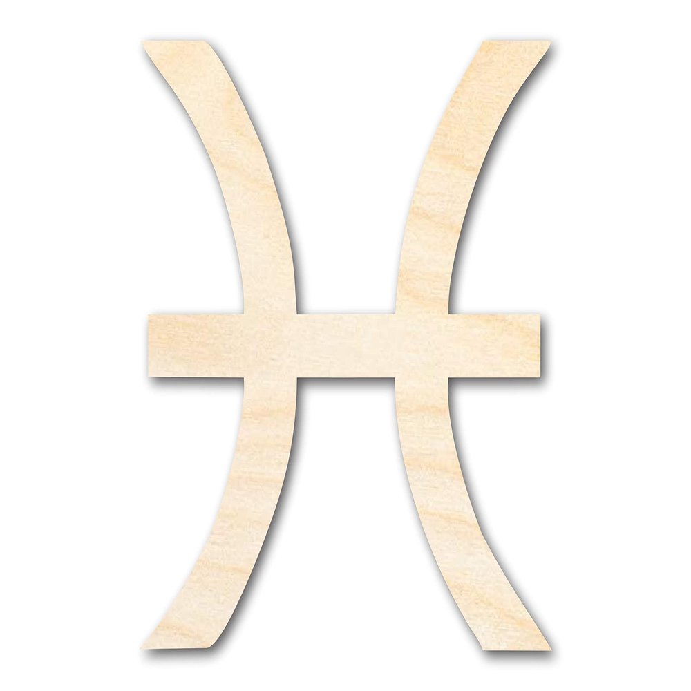Unfinished Wood Pisces Sign Shape Zodiac Craft up to 46" 20" / 1/8"