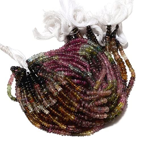 3mm Tourmaline Rondelles Beads, Pink Tourmaline Beads, Green Tourmaline Beads, 13 Inch Strand