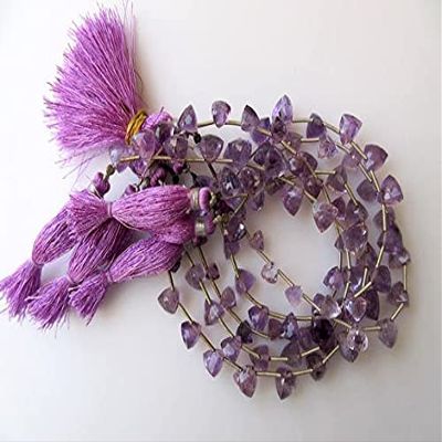 Amethyst Faceted Trillion Shaped Briolettes Beads, Trillion Shaped Amethyst Faceted Beads, 6-10mm Each, 8 Inch Strand
