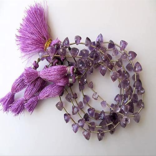 Amethyst Faceted Trillion Shaped Briolettes Beads, Trillion Shaped Amethyst Faceted Beads, 6-10mm Each, 8 Inch Strand