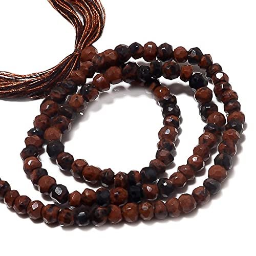 3.5mm Mahogany Obsidian Beads, Faceted Rondelles Beads, Obsidian Rondelles, 13.5 Inch Strand
