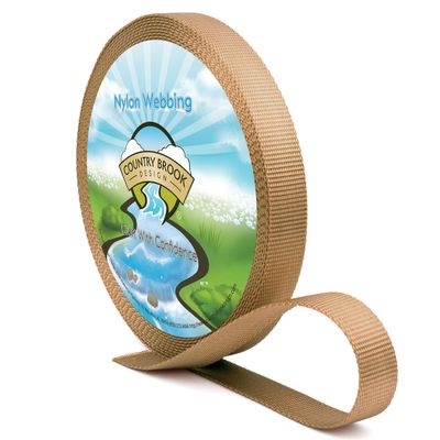 Country Brook Design - Nylon Webbing 1 Inch Straps for Tactical Goods, Backpack Straps, Loops, Slings, Outdoors, Indoors, Crafting, DIY (Copper Gold, 20 Yards)
