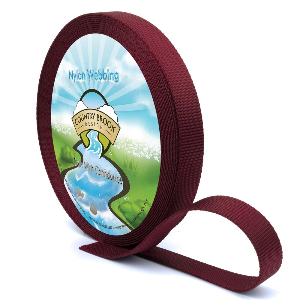 Country Brook Design - Nylon Webbing 1 Inch Straps for Tactical Goods, Backpack Straps, Loops, Slings, Outdoors, Indoors, Crafting, DIY (Burgundy, 20 Yards)