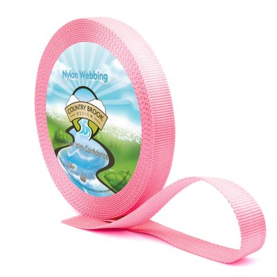 Country Brook Design - Nylon Webbing 1 Inch Straps for Tactical Goods, Backpack Straps, Loops, Slings, Outdoors, Indoors, Crafting, DIY (Pink, 20 Yards)
