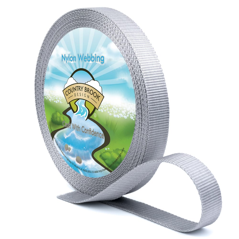 Country Brook Design - Nylon Webbing 1 Inch Straps for Tactical Goods, Backpack Straps, Loops, Slings, Outdoors, Indoors, Crafting, DIY (Silver, 20 Yards)