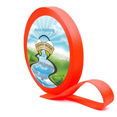 Country Brook Design - Nylon Webbing 1 Inch Straps for Tactical Goods, Backpack Straps, Loops, Slings, Outdoors, Indoors, Crafting, DIY (Neon Orange, 20 Yards)