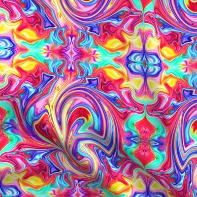 Spoonflower Fabric - Rainbow Psychedelic Jewel Bright Fun Kids Swirl Printed on Organic Cotton Sateen Fabric Fat Quarter - Sewing Quilting Apparel Home Decor