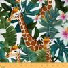 Feelyou Cute Giraffe Fabric By The Yard,Botanical Floral Tropical Palm Leaf Print Upholstery Fabric,Flower Blossom Pattern, Natural Theme Reupholstery for Chairs, 10 Yards, Green view 1