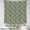 Feelyou Cute Giraffe Fabric By The Yard,Botanical Floral Tropical Palm Leaf Print Upholstery Fabric,Flower Blossom Pattern, Natural Theme Reupholstery for Chairs, 10 Yards, Green view 3