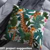 Feelyou Cute Giraffe Fabric By The Yard,Botanical Floral Tropical Palm Leaf Print Upholstery Fabric,Flower Blossom Pattern, Natural Theme Reupholstery for Chairs, 10 Yards, Green view 4