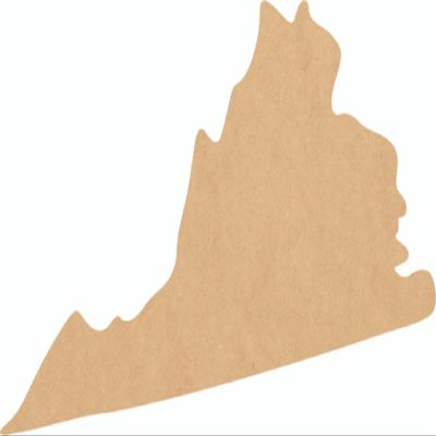 Virginia Wood State Craft Blank 9'' Shape, Unfinished MDF Craft State Cutout, Laser Cut DIY