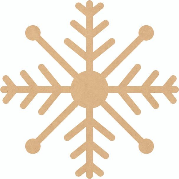 Blank Snowflake Wood 16" Cutout, Unfinished MDF Snowflake Shape 1/4"