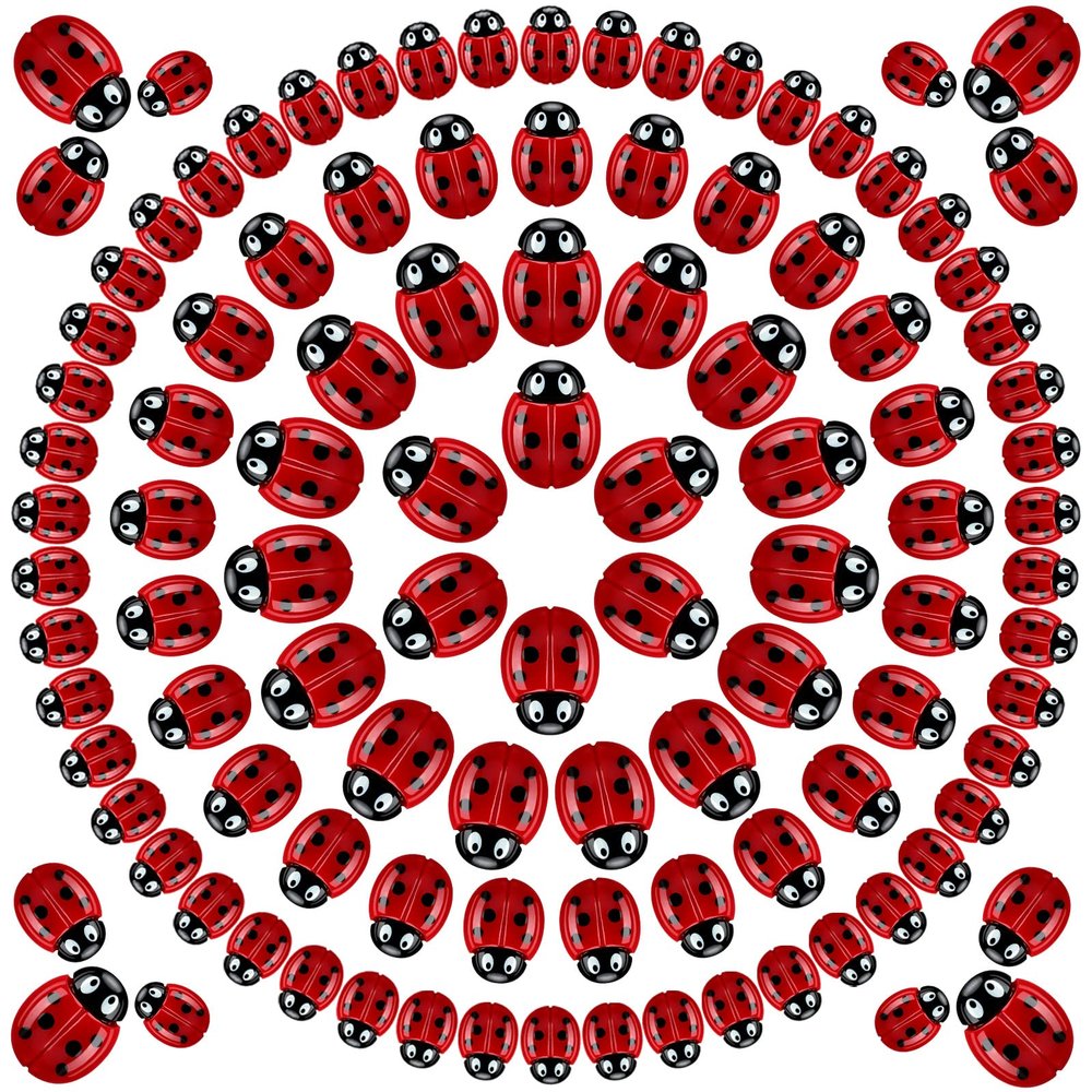 100 Pieces Tiny Resin Ladybugs Decor 0.55''-0.98'' 3 Sizes Mini Ladybugs Ornaments Miniature Figurines Craft for DIY Fairy Garden Dollhouse Micro Landscaping Wreath Cake Home Decoration Party