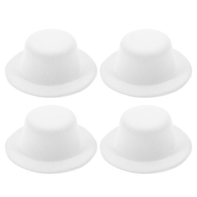 NUOBESTY 4pcs Mini Felt Top Hats Miniature White Formal Hats for DIY Snowman Doll Crafts Ornaments