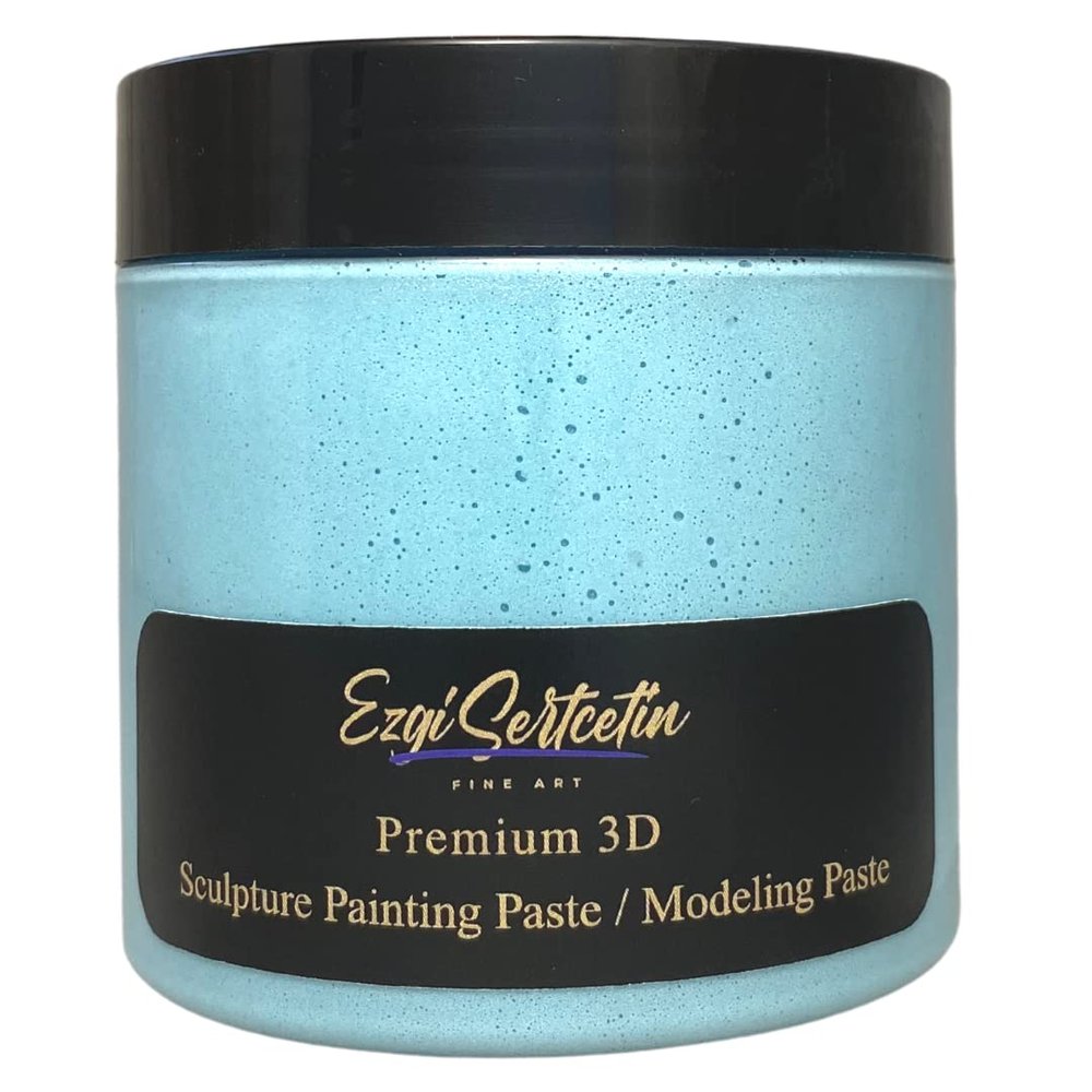 Ezgi Sertcetin 3D Sculpture Painting Paste|Texture Paste|Decorative Plaster|Ready to Use|Unique Metallic Pearl and Neon Colors, 6 oz | (Blue Marine)