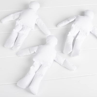 Factory Direct Craft Group of 3 Cloth Doll Body Blank Models - Pre-Stuffed Natural Muslin Doll Bodies for Making Therapy Reiki Energy Dolls, Angels, Scarecrows, and Primitive Dolls (8 Inches)