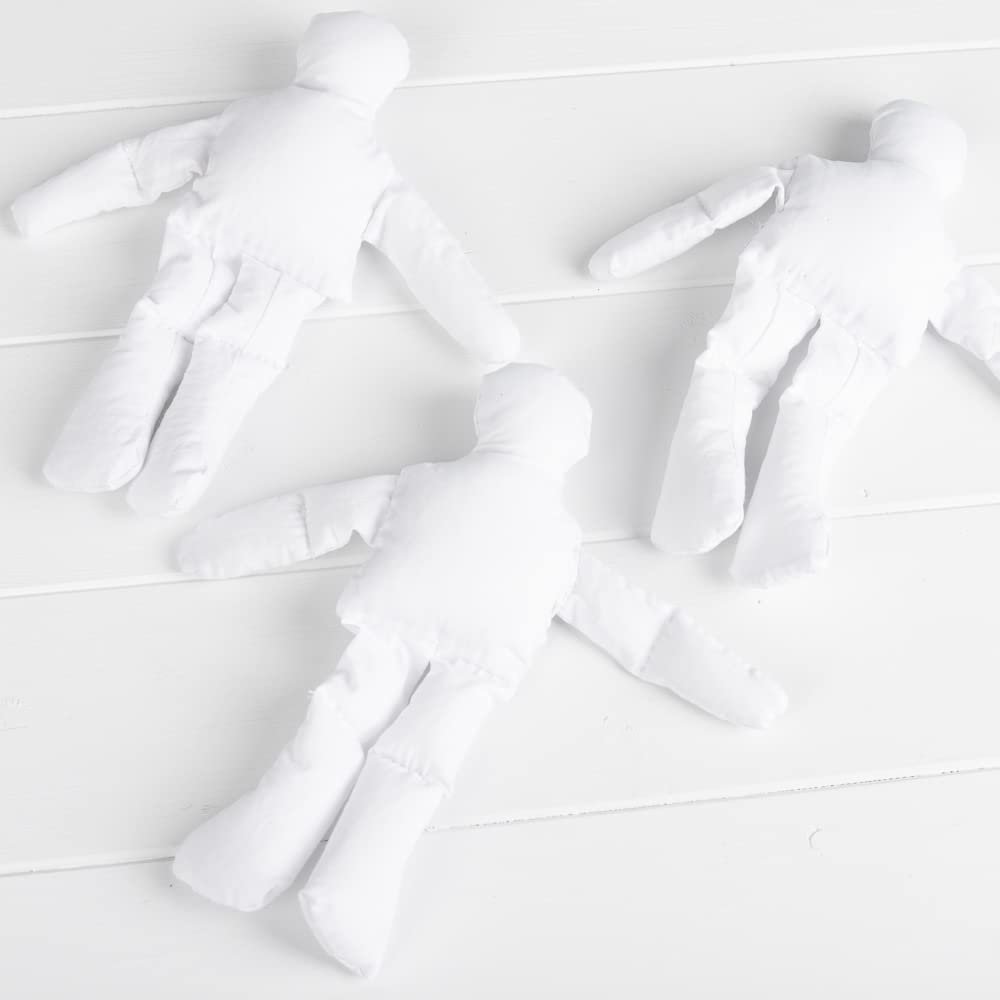 Factory Direct Craft Group of 3 Cloth Doll Body Blank Models - Pre-Stuffed Natural Muslin Doll Bodies for Making Therapy Reiki Energy Dolls, Angels, Scarecrows, and Primitive Dolls (8 Inches)