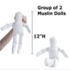 Factory Direct Craft Group of 2 Cloth Doll Body Blank Models - Pre-Stuffed Natural Muslin Doll Bodies for Making Therapy Reiki Energy Dolls, Angels, Scarecrows, and Primitive Dolls (12 Inches) view 2