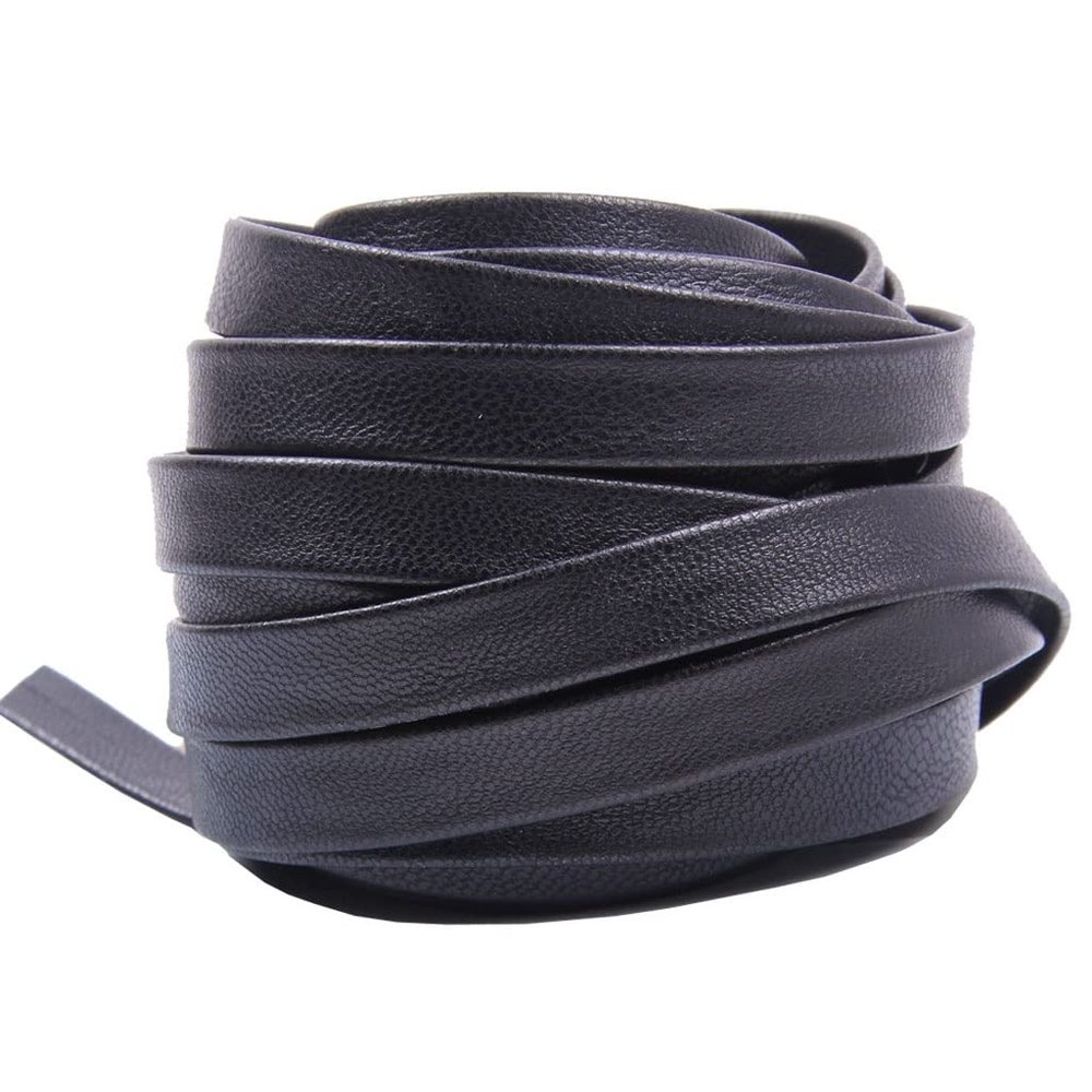 5 Meters 3-50mm Black Flat Genuine PU Leather Cord Rope Strap Bracelet Necklace For DIY Jewelry Making Accessories (Size : 5mm)