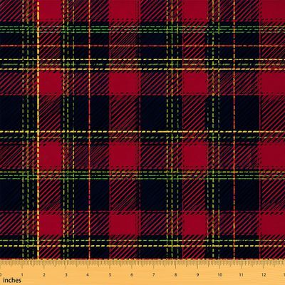 Feelyou Plaid Fabric by The Yard, Exotic Scottish Tartan Plaid Theme Upholstery Fabric for Chairs Sofa Couch, Ethnic Traditional Pattern, 10 Yards Soft Flannel