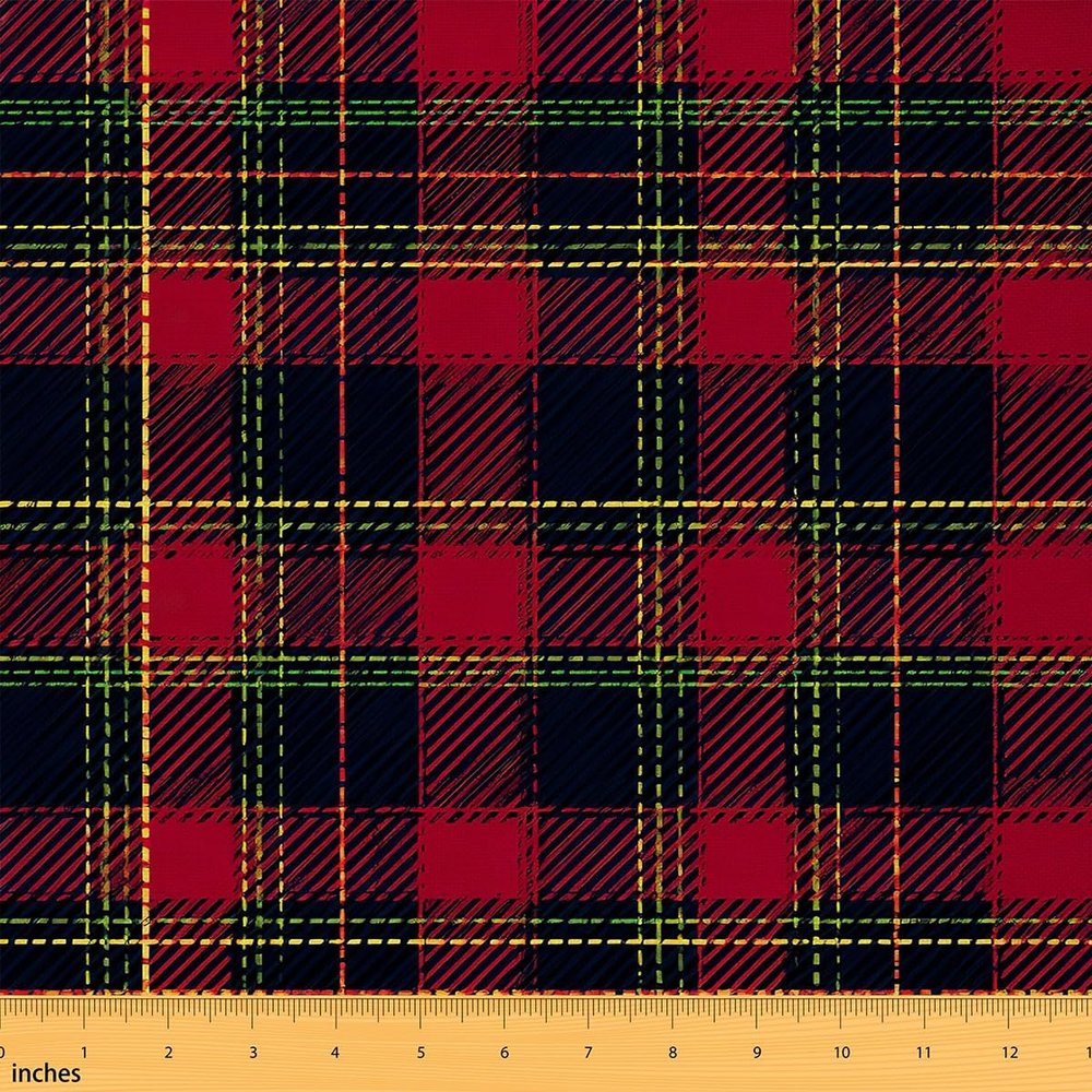 Feelyou Plaid Fabric by The Yard, Exotic Scottish Tartan Plaid Theme Upholstery Fabric for Chairs Sofa Couch, Ethnic Traditional Pattern, 10 Yards Soft Flannel