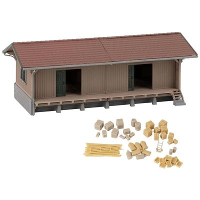 Faller 120098 HO Scale Wood Freight House/Goods Shed - Kit - 6-1/4 x 3-5/16 x 2-5/16" 16 x 8.4 x 5.9cm