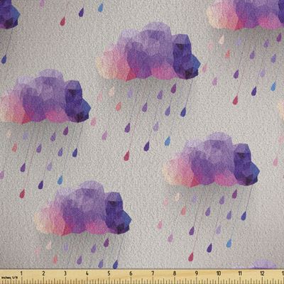 Ambesonne Geometric Faux Suede Fabric by The Yard, Retro Triangle Pattern Geometric Art Mosaic Rain Drops on Polka Dots Print, for Indoor Outdoor DIY Projects Upholstery, 2 Yards, Purple Grey Pink
