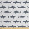 Ambesonne Sea Animals Faux Suede Fabric by The Yard, Sharks Swimming Horizontal Silhouettes Powerful Dangerous Wild Life, for Indoor Outdoor DIY Projects Upholstery, 2 Yards, Charcoal Grey White view 1
