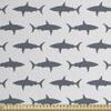 Ambesonne Sea Animals Faux Suede Fabric by The Yard, Sharks Swimming Horizontal Silhouettes Powerful Dangerous Wild Life, for Indoor Outdoor DIY Projects Upholstery, 2 Yards, Charcoal Grey White view 2