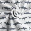 Ambesonne Sea Animals Faux Suede Fabric by The Yard, Sharks Swimming Horizontal Silhouettes Powerful Dangerous Wild Life, for Indoor Outdoor DIY Projects Upholstery, 2 Yards, Charcoal Grey White view 4