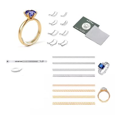 ZKY-14 Pieces Invisible Ring Size Adjusters +Spiral Insert Invisible Strip Adjuster Perfect for Any Size Loose Rings with Polishing Cloth (2 Styles)+Bonus Measuring Strip for Ring Size