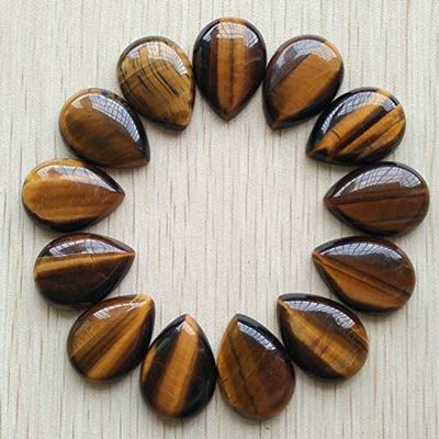 HZLXF1 20pcs/lot 25x18mm Natural Tiger Eye Stone Drop Shape Cabochon Beads for DIY Jewelry Accessories