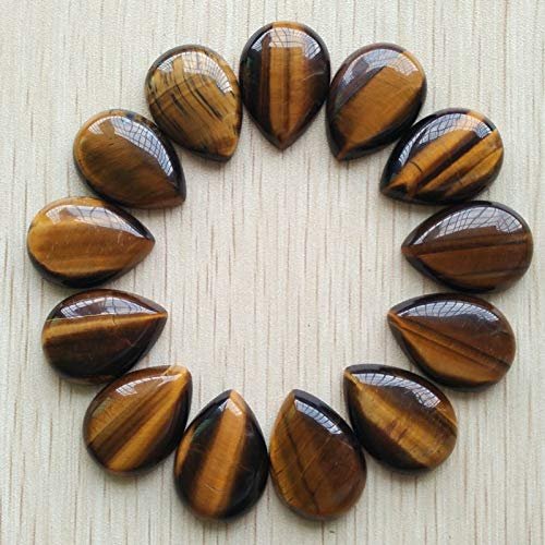 HZLXF1 20pcs/lot 25x18mm Natural Tiger Eye Stone Drop Shape Cabochon Beads for DIY Jewelry Accessories