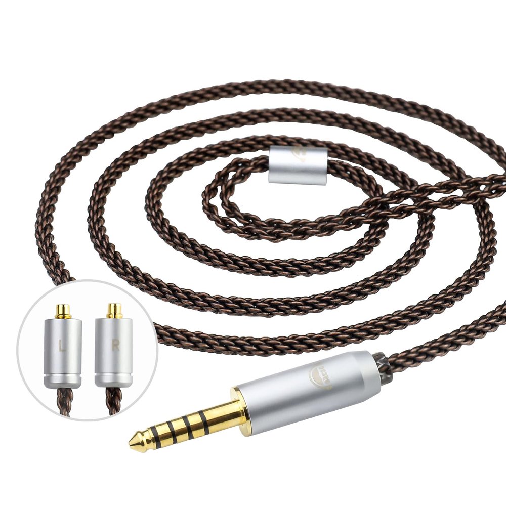okcsc MMCX Cable Replacement Upgrade for Shure SE215, SE315, SE425, SE535, SE535LTD, SE846, AONIC3, AONIC4-8 Core OFC Audio Cable, MMCX Connector, 4 Feet Length with 4.4mm Plug