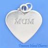 Mom 2-Sided Heart 925 Solid Sterling Silver Charm Pendant Bracelet Jewelry Making Supply view 2