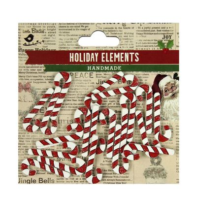 Little Birdie Laser Cut Christmas 3D Embellishment 20/Pkg-Candy Cane