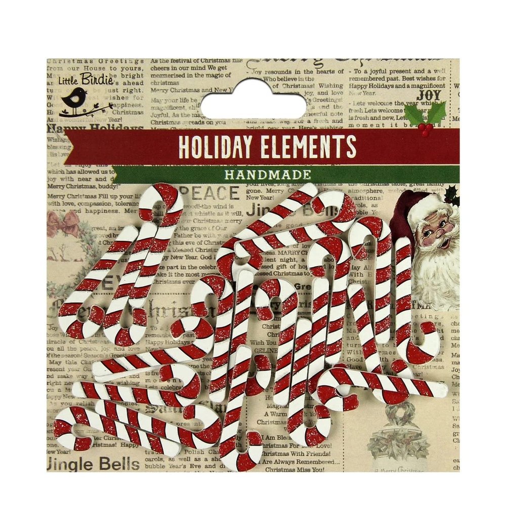 Little Birdie Laser Cut Christmas 3D Embellishment 20/Pkg-Candy Cane