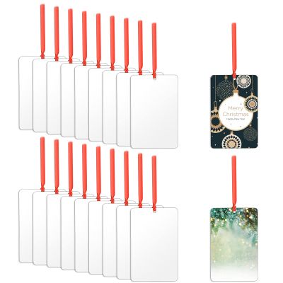 WACAR 20pcs Sublimation Blanks Rectangle Ornaments, Rectangle Blank Wood Discs Hard Board Ornaments White Blank MDF Ornaments for DIY Christmas Decoration, Q3X0JR4GO
